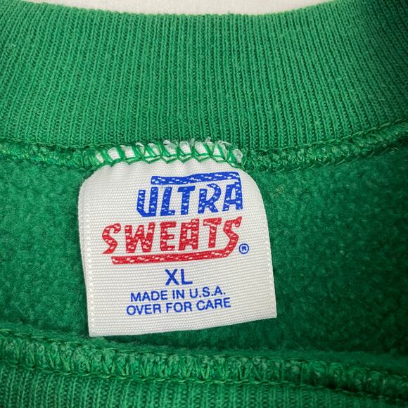 VTG 90s Ultra Sweats Green Christmas Teddy Bear Sweatshirt Size XL, Made in USA - Picture 3 of 7